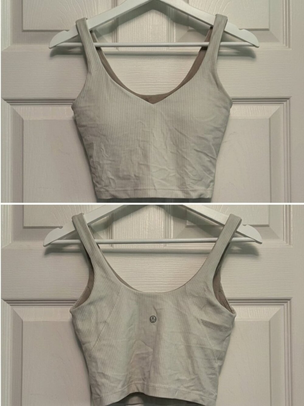 lululemon Align Ribbed Glitter Cropped Tank Top | Size 4 | Off White Bone